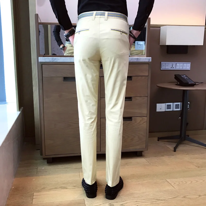 Новая мода Высокое качество Мужские штаны из хлопка прямо весной и летом длинные мужской классический повседневные деловые брюки полной длины