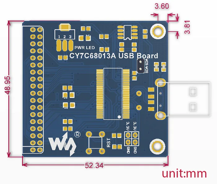 CY7C68013A-USB-Board-type-A-size
