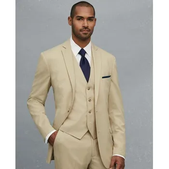 Beige Wedding Suits Men Formal Business Prom Evening Suit Man Tuxedos Slim Fit Custom Made Groom Wedding Tuxedos (jacket+pant) Beige Wedding Suits Men Formal Business Prom Evening Suit Man Tuxedos Slim Fit Custom Made Groom Wedding Tuxedos (jacket+pant)