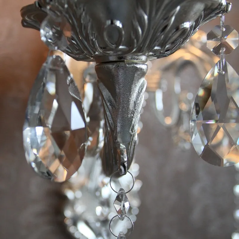 European Candle Crystal Wall Lamp Living Room Dining Room Silver Double Head Sconce Wall Lights Warm antique Led Wall Light European Candle Crystal Wall Lamp Living Room Dining Room Silver Double Head Sconce Wall Lights Warm antique Led Wall Light