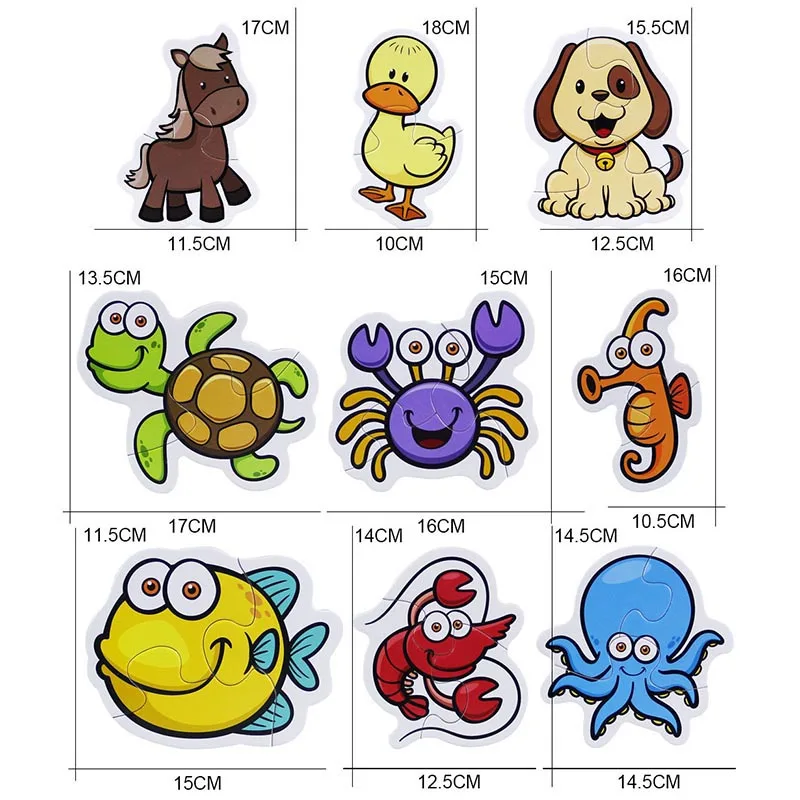 Лидер продаж детская головоломка милые Животные/растения животного овощи букашка-головоломка игрушки Игрушки для раннего обучения для
