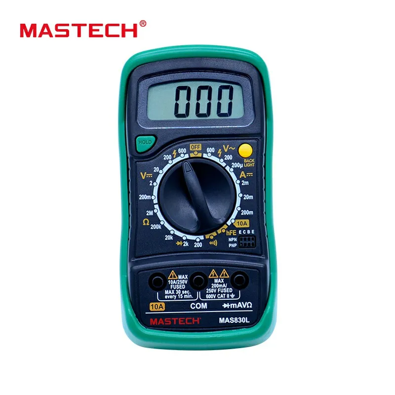 Цифровой мини Мультиметр MASTECH MAS830L ручной тестер постоянного тока с ЖК дисплеем и