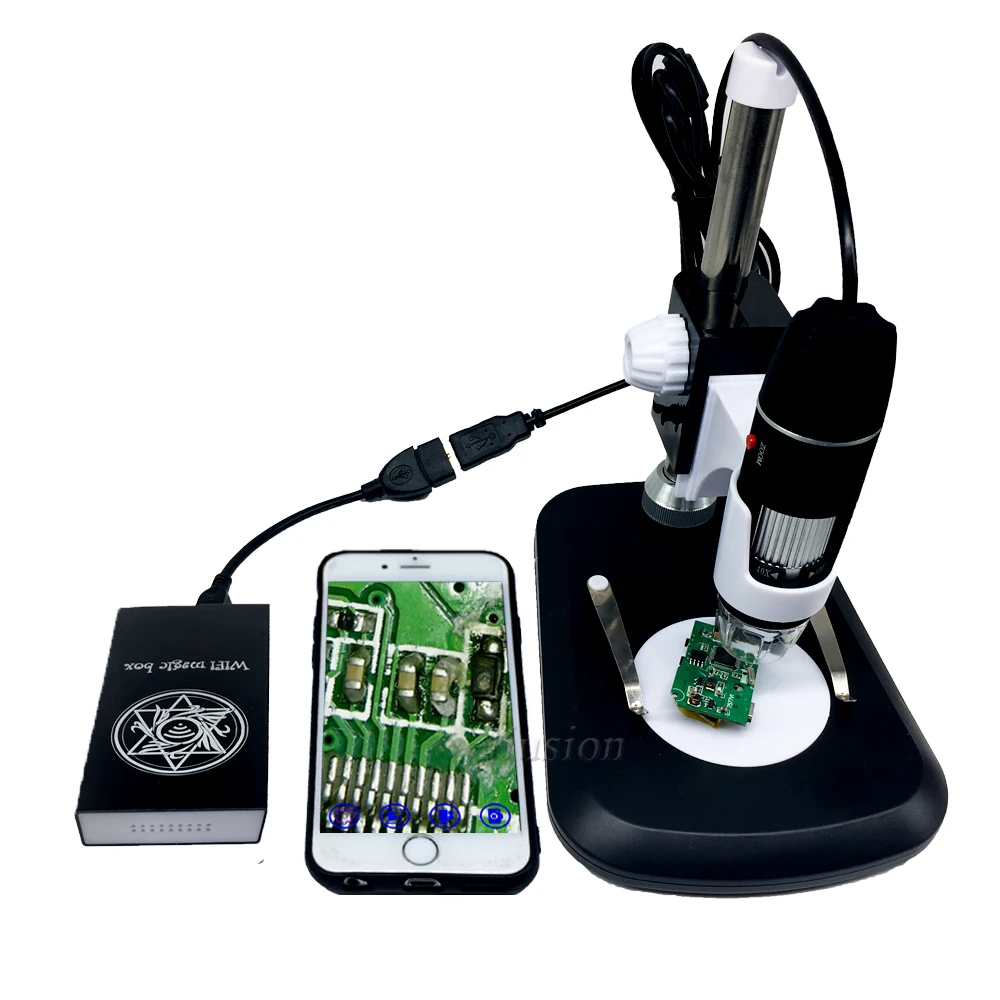 Jiusion Wireless WiFi Box Compatible with iPhone iPad Android Phone Tablet Micro USB/USB to WiFi Converter for USB Digital Microscope Endoscope Borescope Mini Magnification Camera 