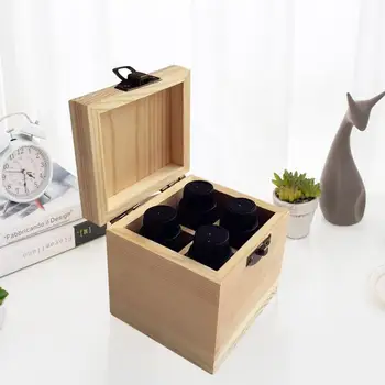 

Wooden 4-Compartments Essential Oil Bottle Storage Case Natural Solid Wood Perfume Oil Display Box Desktop Jewellery Organizer
