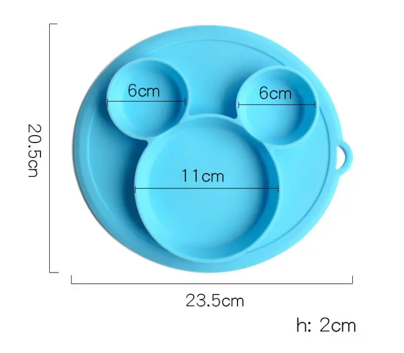 Детская тарелка для кормления, безопасная силиконовая обеденная миска, без бисфенола, цельная детская посуда на присоске, тренировочная посуда для малышей, Прямая поставка - Цвет: Синий