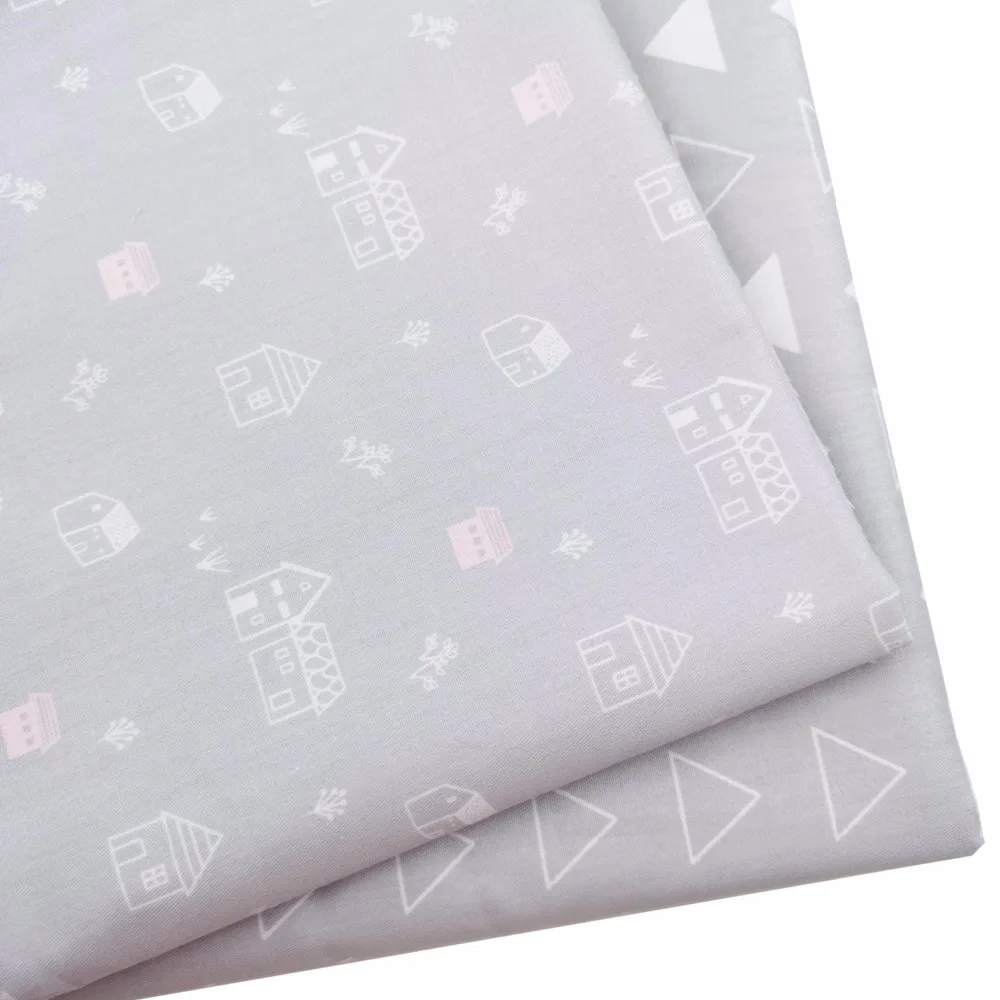 

Grey House Tri angle Cotton Fabric For DIY Sewing Patchwork Quilting Tissue Tilda Sheet Dress Home Textile Pillows The Cloth