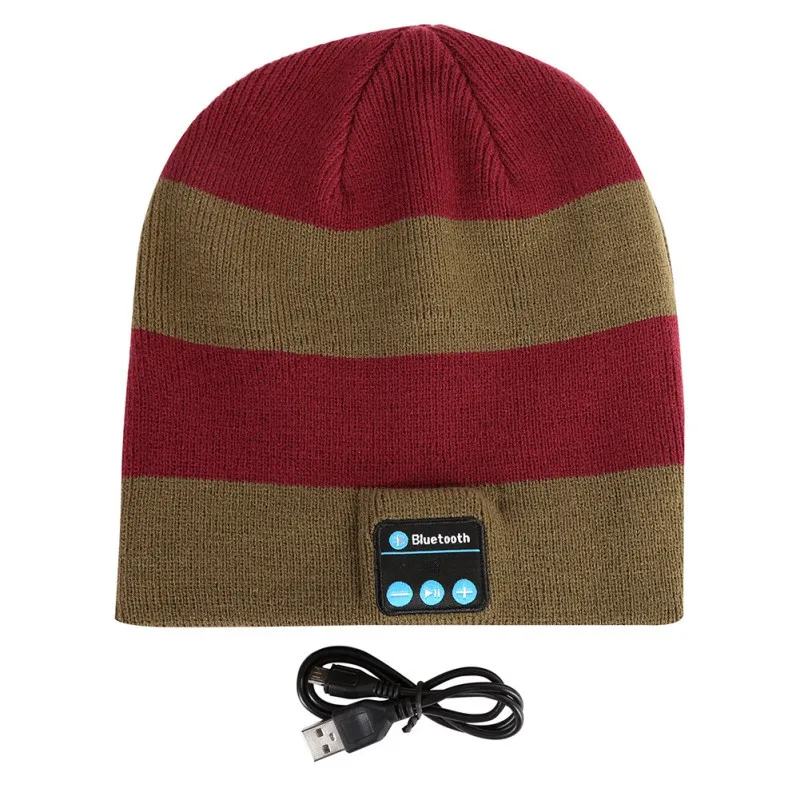 dark red Унисекс мягкая теплая шапка бини Беспроводная Bluetooth Смарт шапка наушники гарнитура динамик микрофон с 11 цветов - Цвет: dark red