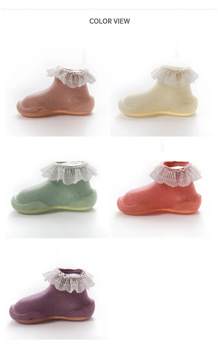 Весенне-летние детские Нескользящие носки-тапочки обувь и носки для малышей прозрачные носки с резиновой подошвой кружевная обувь для девочек