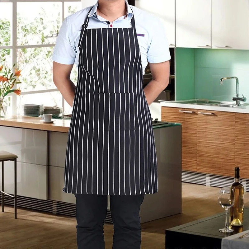 

Adjustable Stripe Apron with 2 Pockets Kitchen Restaurant Chef Waiter Cook Apron 3 Colors New Tool Free Shipping