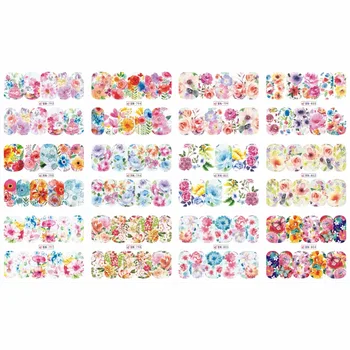 

12 PACK/ LOT WATER DECAL NAIL ART NAIL STICKER FULL COVER FLORID SET ROSE BUD PEONY BUTTERFLY BN793-804