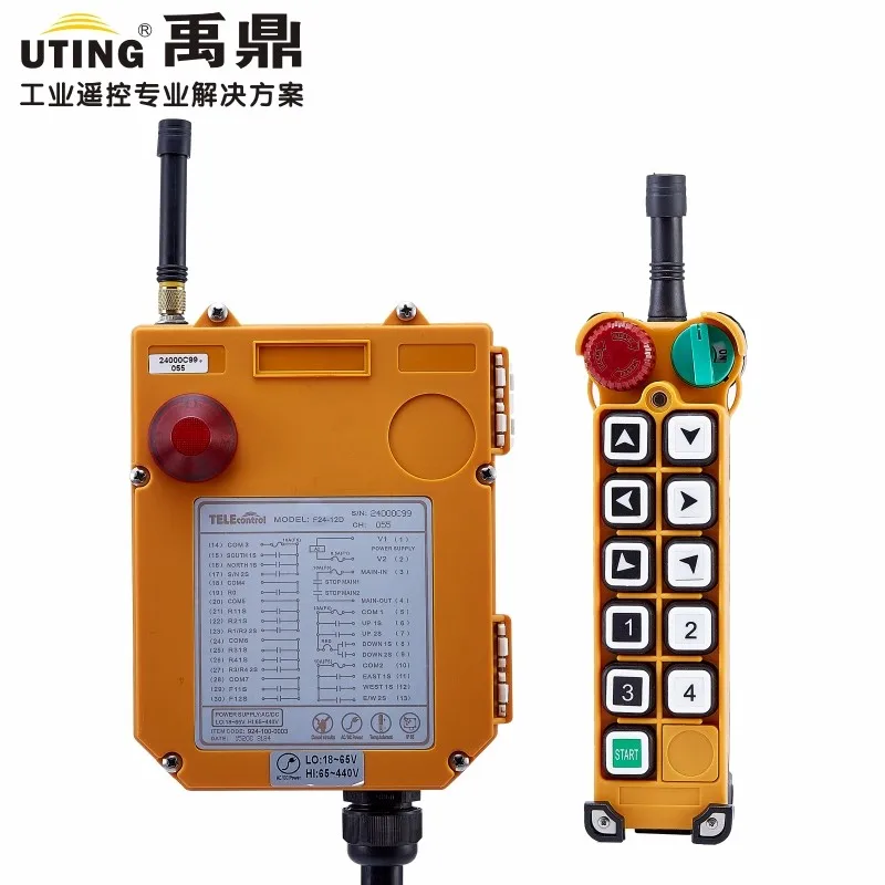 TELECRANE Wireless Industrial Remote Controller Single Speed Electric Hoist Remote Control 1 Transmitter + 1 Receiver F24-10S