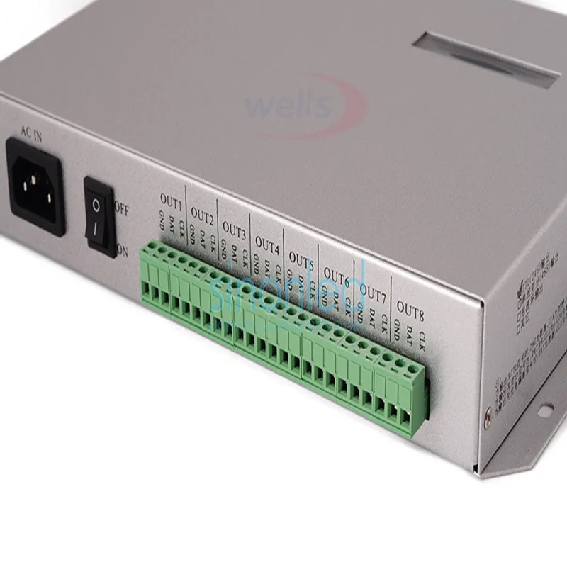 T-300K T300K SD карты онлайн через RGB контроллер Полноцветный светодиодный пиксель модуль контроллера 8 портов 8192 пикселей ws2811 ws2801