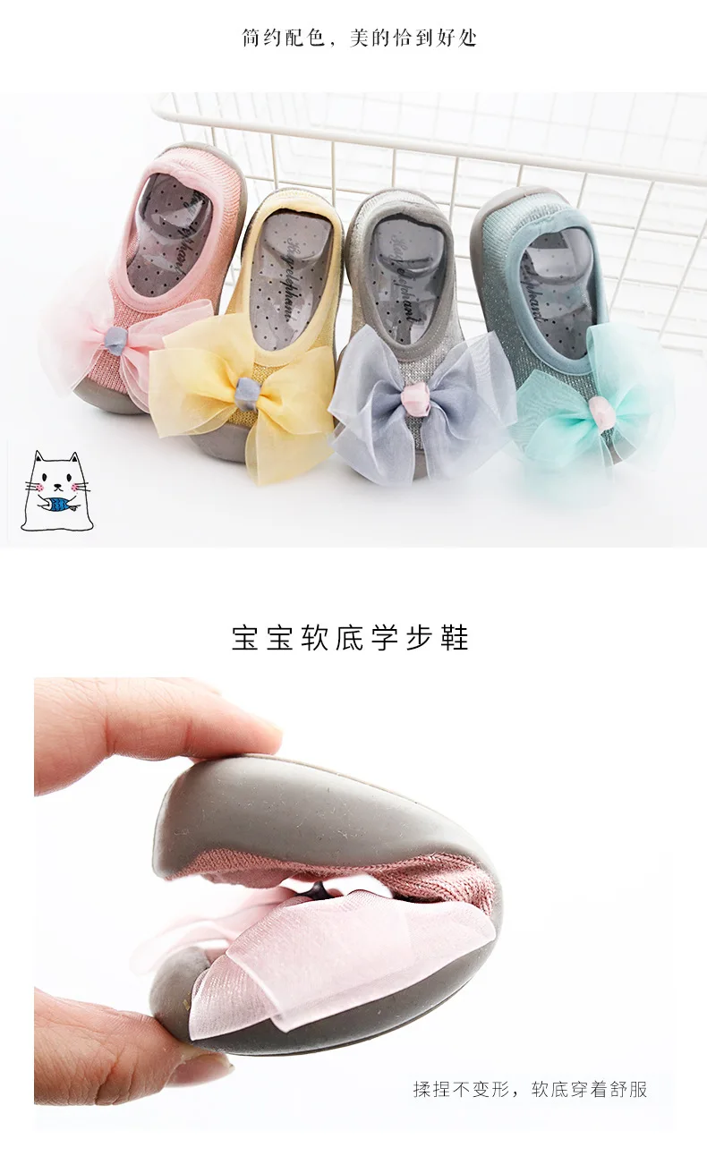 Newborn Boy Girl Anti-slip Socks Baby Anti-skid Soft Socks Baby Lace Bow Socks With Rubber Soles  Toddlers Baby Socks Kids First Walker Warm boy girls First walking slipper Socks (5)