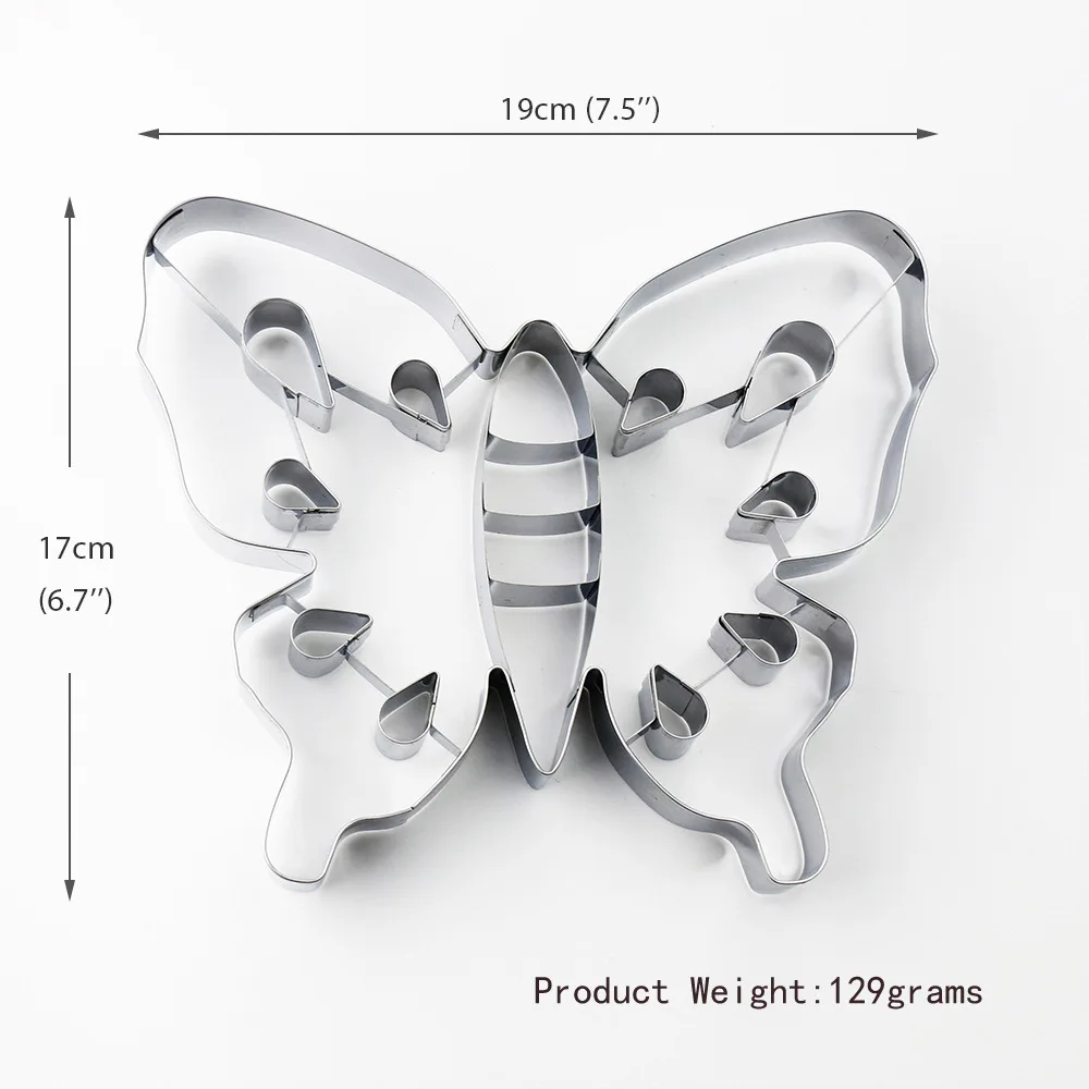 3D большая форма для печенья Рождественская Снежинка Сердце Дерево бабочка формы для печенья нержавеющая сталь Аксессуары для выпечки DIY Инструменты для печенья - Цвет: butterfly