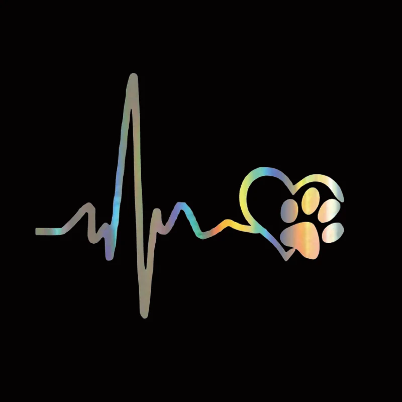 

13CMx10.3CM Car stickers Heartbeat Love Dog Footprints Decals Car Sticker Vinyl Laptop Decor Stickers