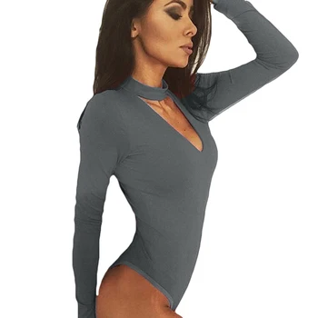 

Women Sexy Romper Deep V Neck Bodycon Body Suit Female Long Sleeve Bodysuits Hot Sale One Piece Fitness Overalls For Women