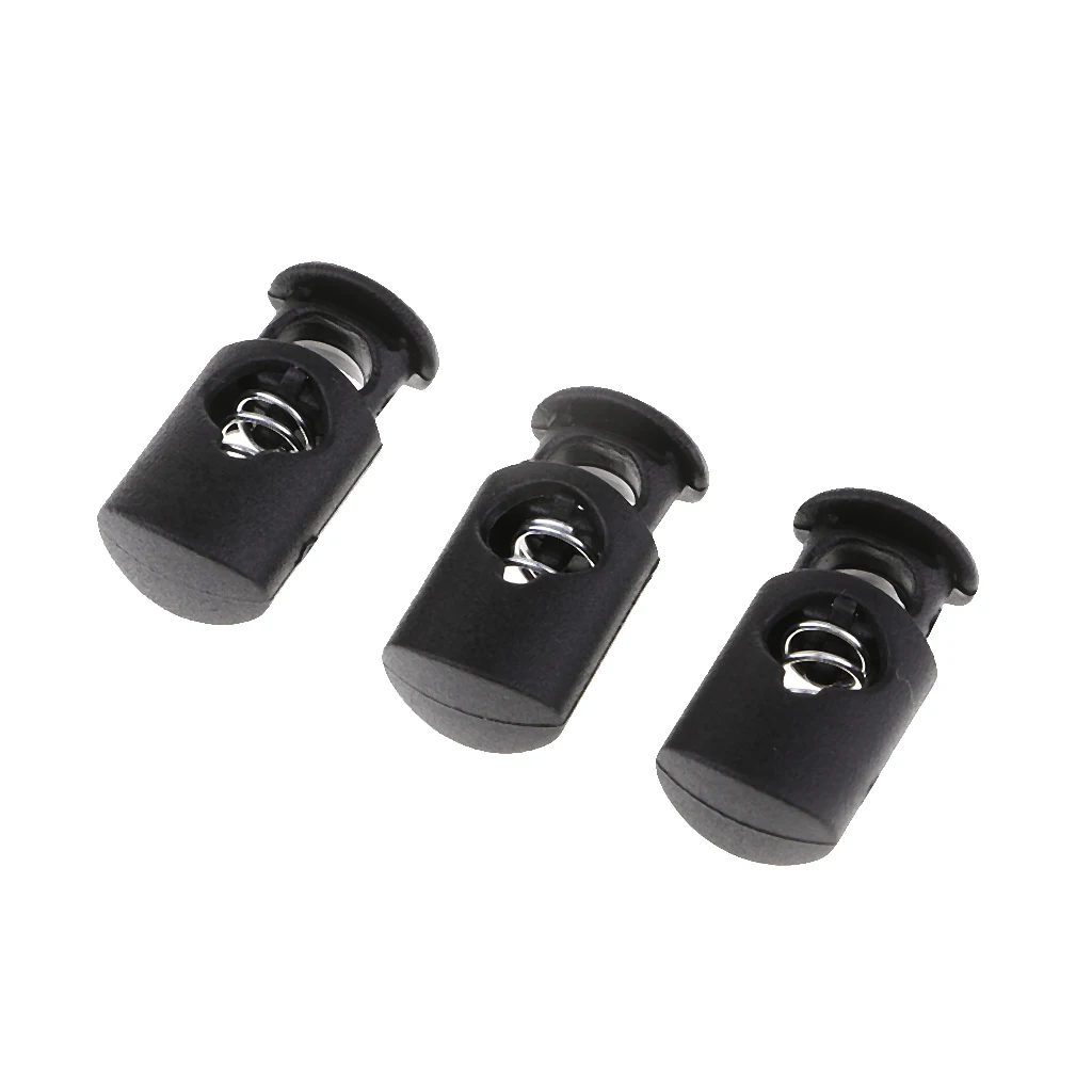 100 Pieces Black Toggle Spring Clasp Stop Single Hole String Cord Locks