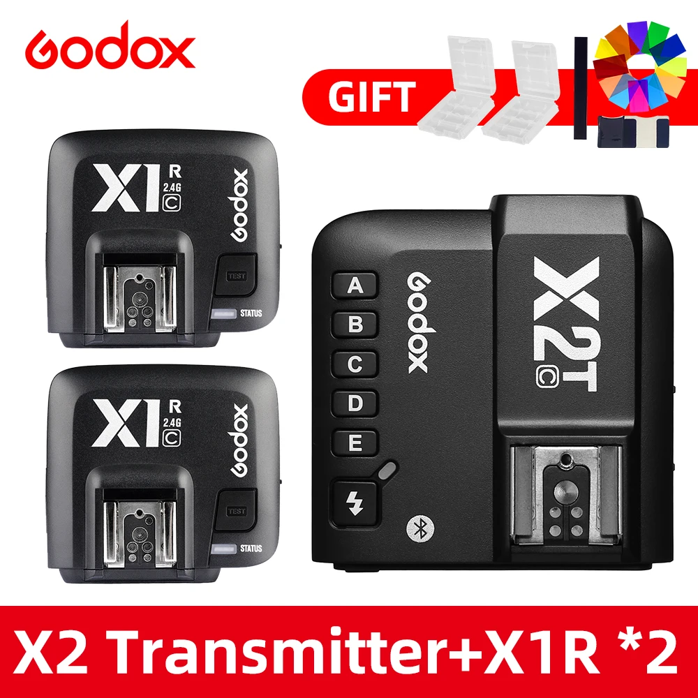 Godox X2 X2T-C X2T-N X2T-S фотокамер Speedlite HSS 2,4 г Беспроводной Вспышка Speedlite передатчик вспышка триггера с X1R-C/N/S приемник для цифровой зеркальной камеры Canon Nikon sony - Цвет: Kit 2