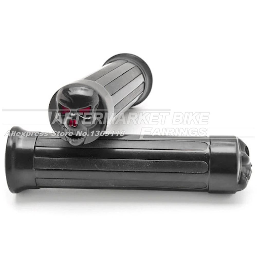 

Motorcycle Skull Skeleton Red Eye 1" Handle Bar Hand Grips Pair Custom for Harley Davidson Black