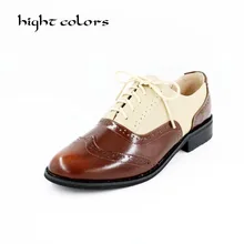 Фирменный дизайн; Туфли-оксфорды из натуральной кожи с круглым носком; однотонная женская обувь на плоской подошве; большие размеры; обувь в школьном стиле