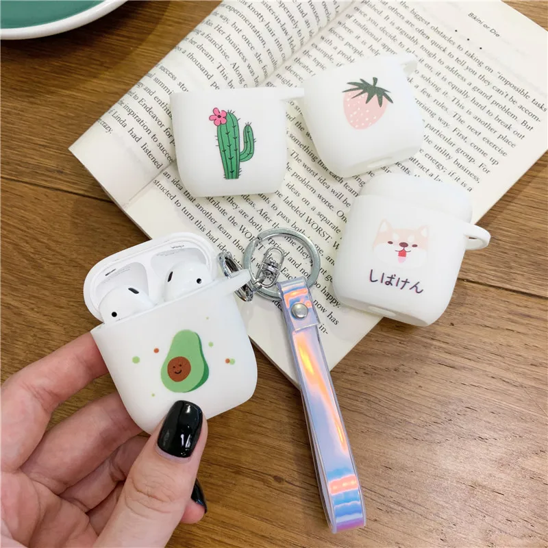 

Cute Avocado Case For Apple Airpods Accessories Bluetooth Earphone Cover Silicone Cartoon Headphones Cases For Air pods Keychain