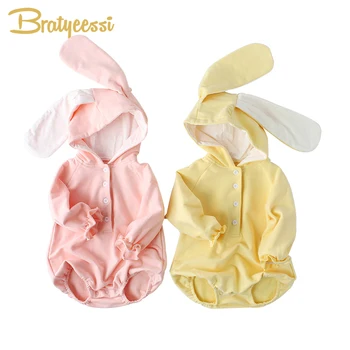 

Cute Rabbit Baby Rompers Long Ears Hooded Cotton Baby Clothes Newborn Romper Unisex Cartoon Baby Jumpsuit Infant Onesie 1PC