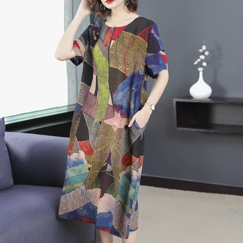 

Vintage Linen Polka Dot Dress Retro Plus Size Maxi Summer Sundress Women Short Sleeve Cotton Loose Long Dresses 4XL 5XL 6XL 2019