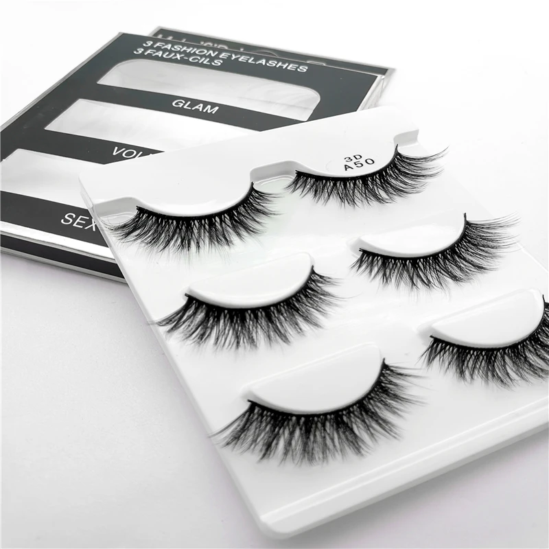 

3 Pairs Mink Eyelashes Natural Black Long Fake Eyelashes Natural Black Lashes Handmade Makeup False Eyelashes 3D Mink Lashes