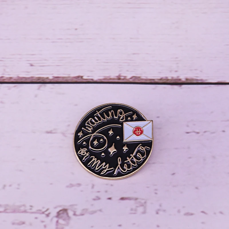 

Waiting For My Letter Enamel Pin, Glitter Pin,cute witchcraft badge