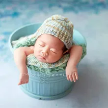 Винтажная вязаная шапка для новорожденных, зимняя шапка для маленьких мальчиков, реквизит для фотосессии вязаный крючком, шапка для новорожденных, цветная шапка с узлом