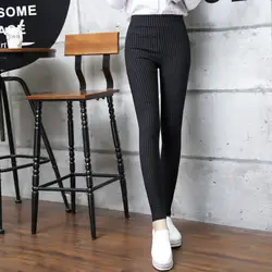 2018 г. пикантные модные женские туфли леггинсы Повседневное высокое Эластичные леггинсы черная полоса плюс Размеры S-3XL