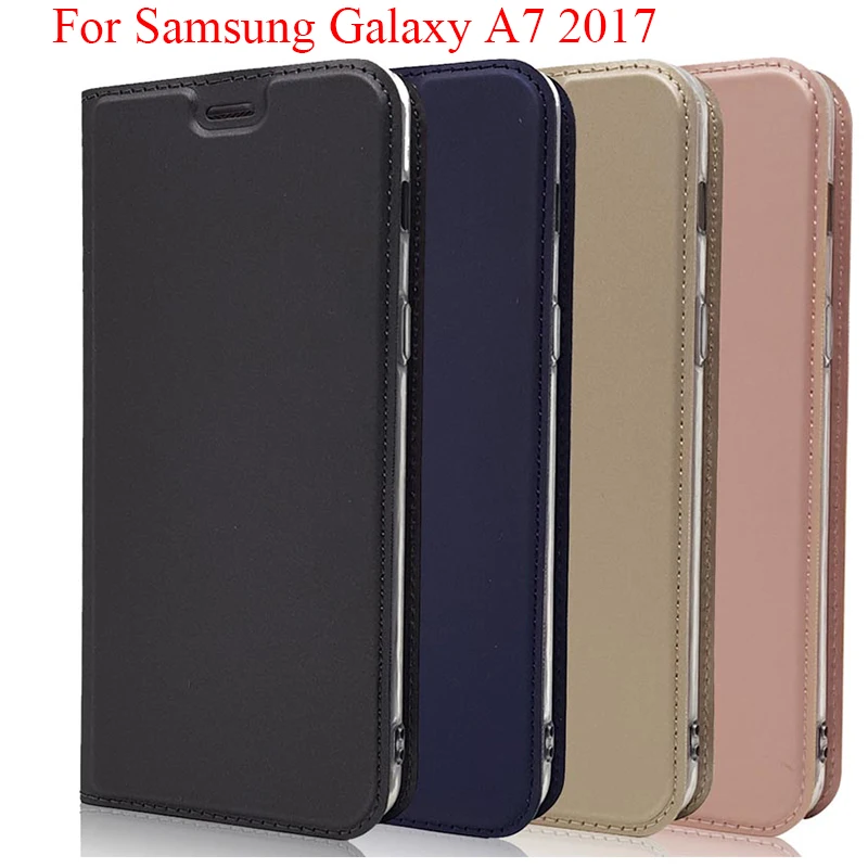 

For Samsung Galaxy A7 2017 Ultra Slim Magnetic Voltage Case Card Slot Holder Phone Bag Flip Sand Cover For GalaxyA7 SM-A720F