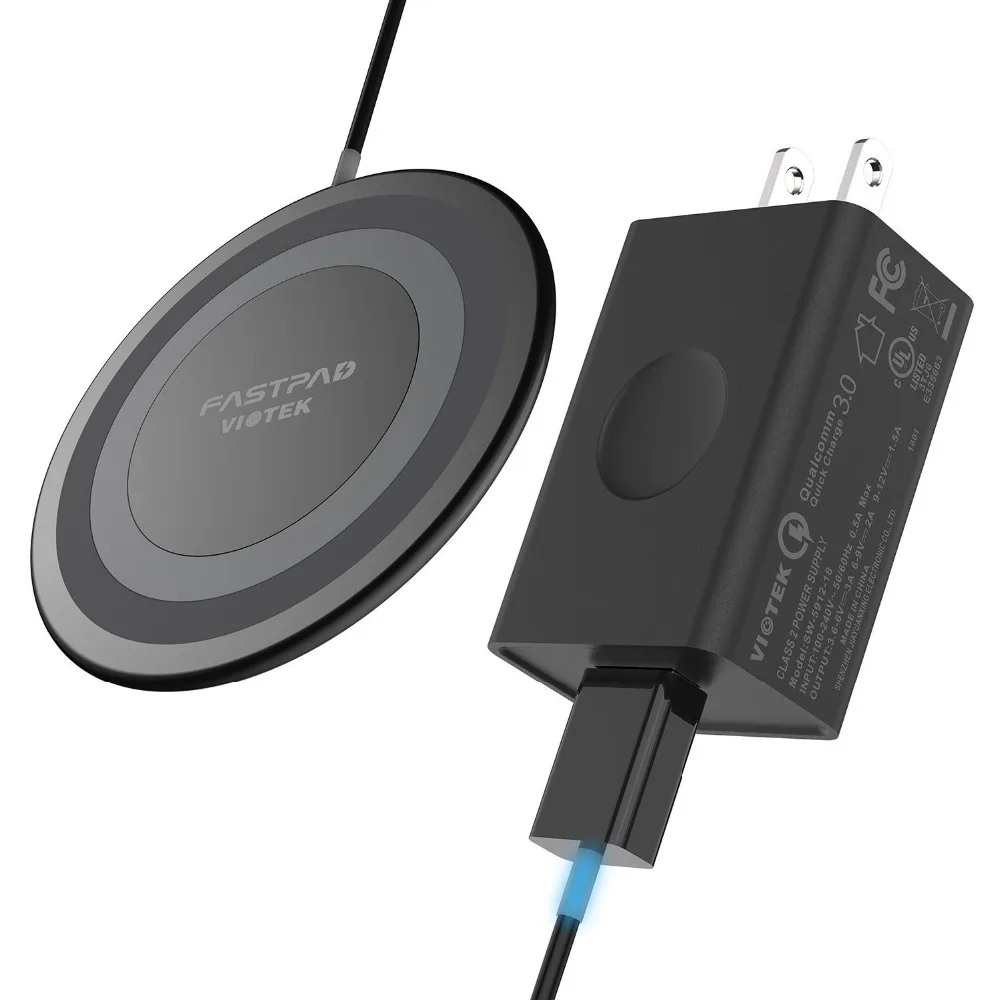 7.5W Qi Wireless Charger with QC 3.0 Adapter Ultra Slim Wireless