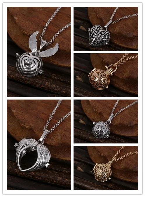 Fashion accessory pendant love music baby communication pregnant Mommy necklace angel wings Peach heart clock circular ball