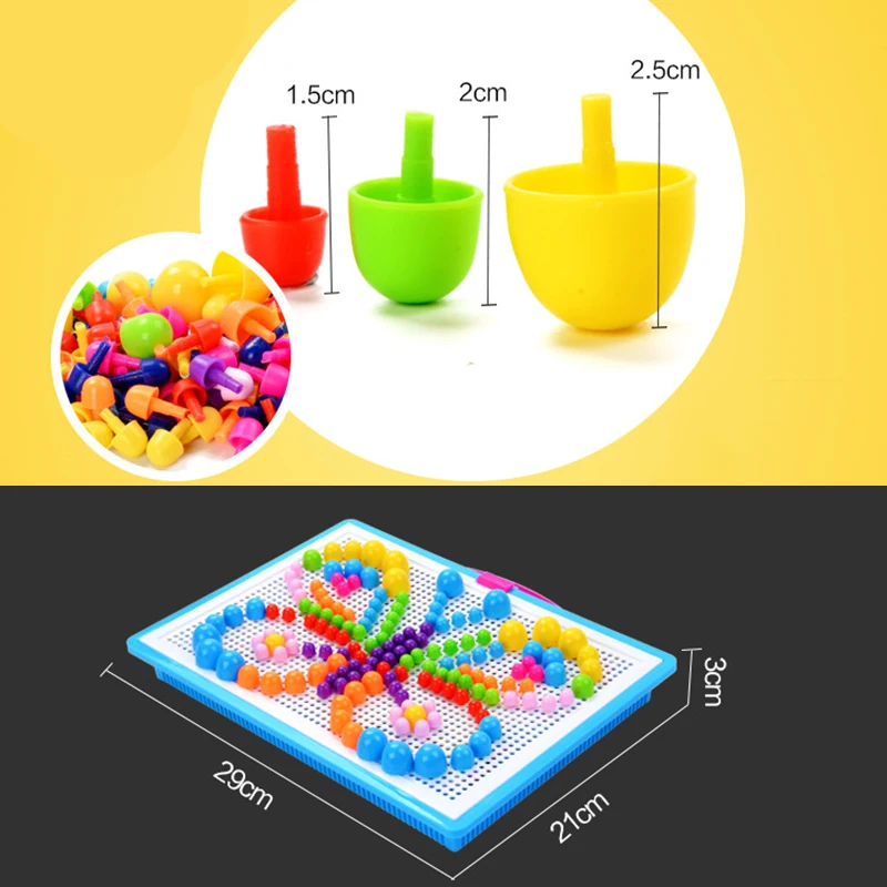 DIY Set ConstructionToys Pixel Art Beads Kid's Constructor Stem Toys Mushroom Granules Inserted Into Blocks Toys For Children