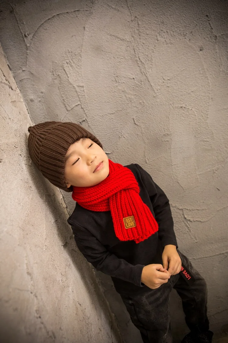 Jeseca/шарфы для мальчиков и девочек; сезон осень-зима; теплый воротник в Корейском стиле; модный однотонный вязаный шарф; милый теплый шарф