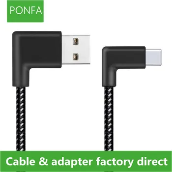 

Nylon Braided Type-C Cable 90 Degree Connector USB3.1 Type-C Fast Charging Data Cable For All Type C Device 0.2m/1m/2m