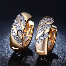 luxury stud font b earrings b font 18K gold plated jewelry for women AAA Zirconia purity
