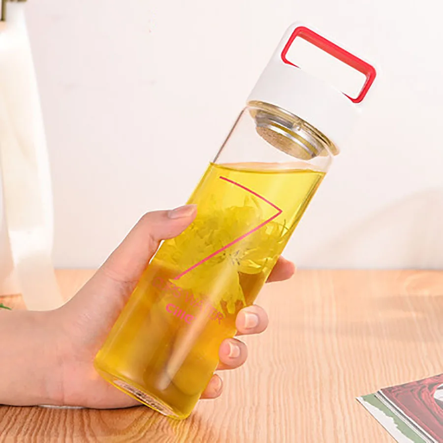 Glass Water Bottle Cute Water Cup Creative Trend Simple Hand Cup Sports Outdoor Glass Bottle 300ml Glass Drinking Bottle WZD125