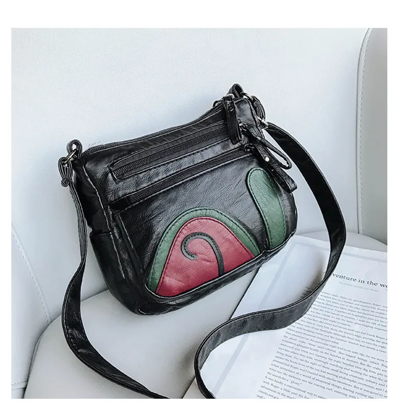 High Quality Mini Black Bag Women Very Soft Washed PU Leather Female Purses and Handbag Lady Small Messenger Bag for