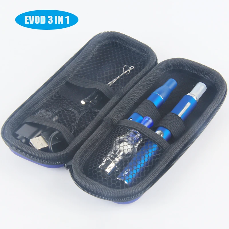 Evod 3 in 1 zipper kit Electronic cigarette battery evod Glass globe tank ago for dry herb wax oil veporizer Mt3 atomizer cig|evod 1|evod 3kit |