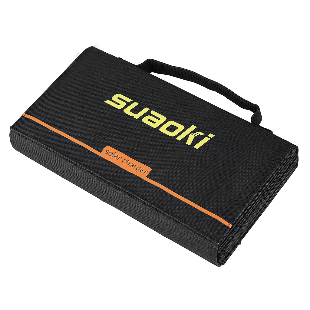 Suaoki 60 Вт Солнечная Панель зарядное устройство 18 в DC и 5 в USB выходы портативный складной 2.1A банк питания для смартфонов планшетов автомобиля для улицы - Цвет: Black