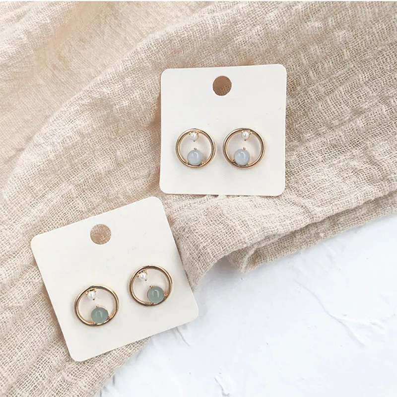 

Fashion Women's Earrings 2019 Simple Round Geometric Earrings Vintage Opal Pearl Earrings For Women Jewelry Bohemian Bijoux Gift