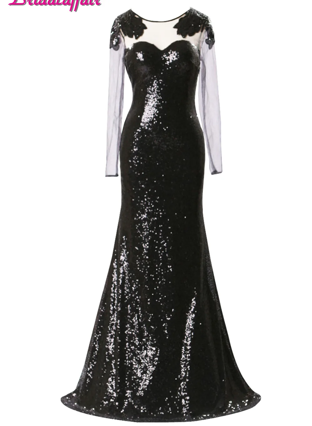 black sequin evening gown