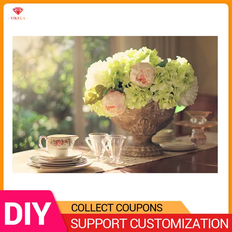 

YIKELA 5D DIY Full Round/Square Drill Painting Cross Stitch Home Decor Flowers Diamond Painting Embroidery Home Life