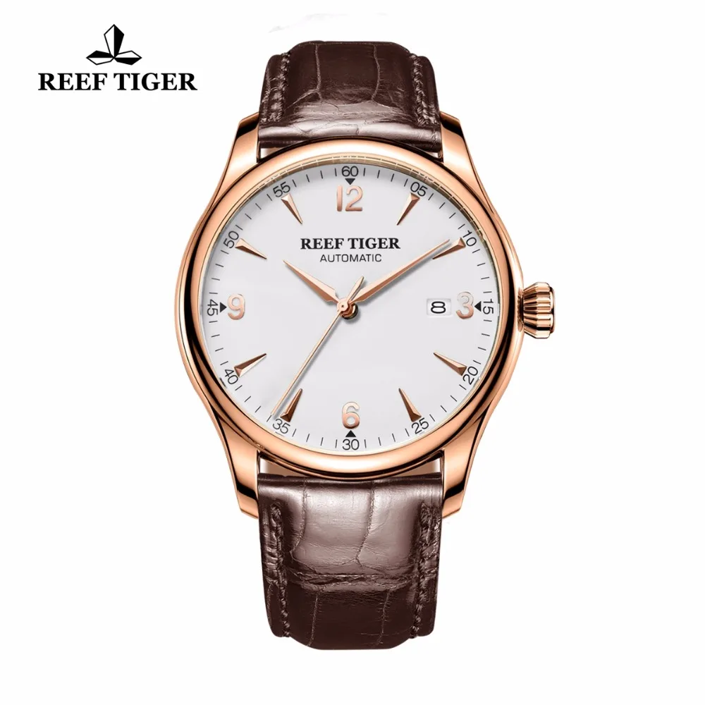 Мужские автоматические часы на кожаном ремешке цвета розового золота|watch for|watches for mentiger tiger |