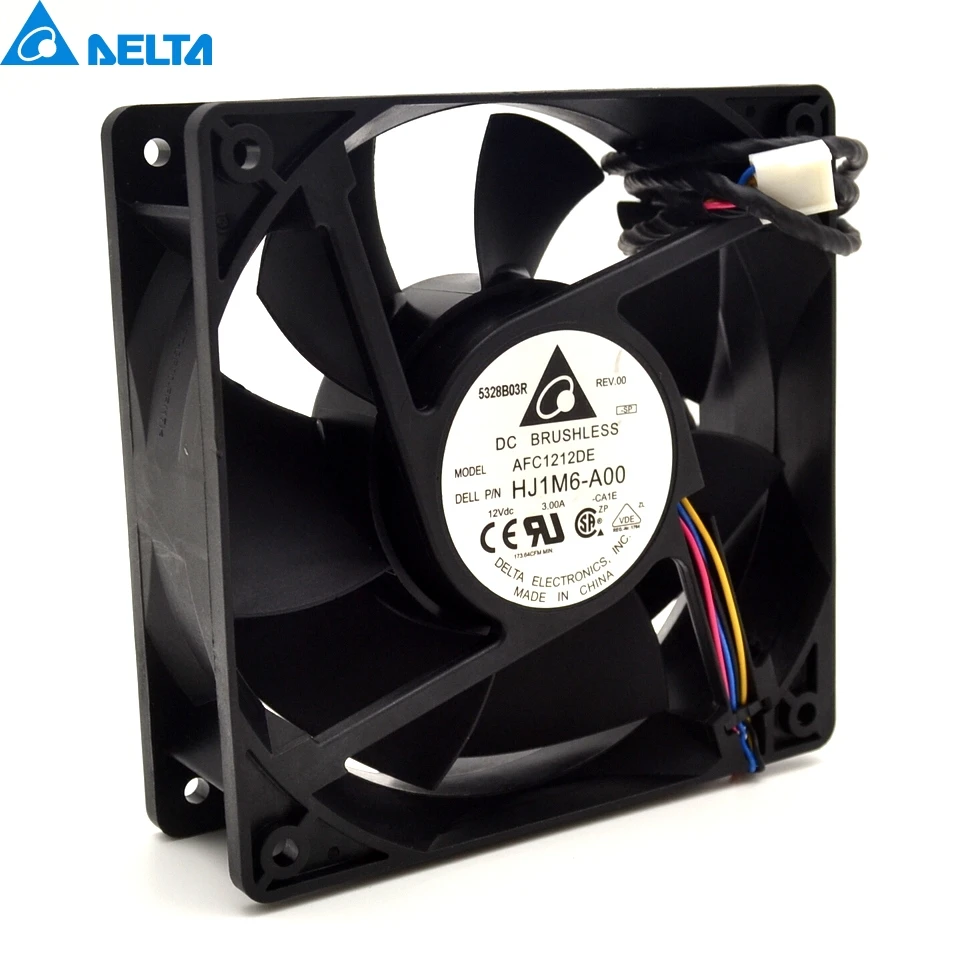 

Delta 3 12CM 120x120x38mm 12038 AFC1212DE HJ1M6-AOO super large volume support PWM 4-wire violence fan with thermostat