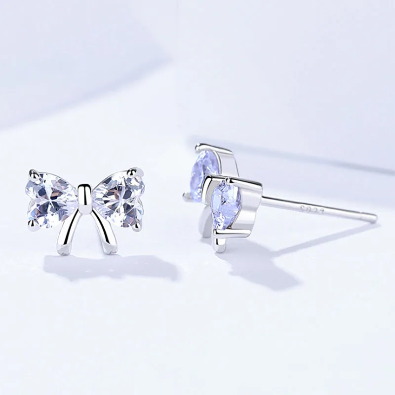Lo Paulina, новинка, классические серьги-гвоздики с бантом, с AAA цирконием, подарок на день матери, бижутерия