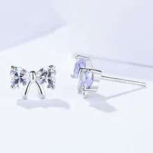 Lo Paulina, новинка, классические серьги-гвоздики с бантом, с AAA цирконием, подарок на день матери, бижутерия