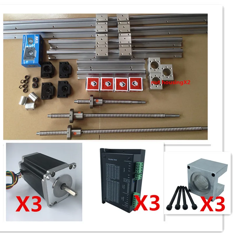 

SBR16 and SBR20 510/710/1320MM Linear Guides kits + nema23 23hs10028 stepper motor + LCD2405M motor driver